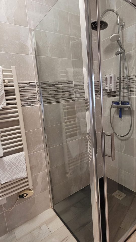 Photo de la salle de bain et de la douche à l'italienne Reine claude hébergement à joigny